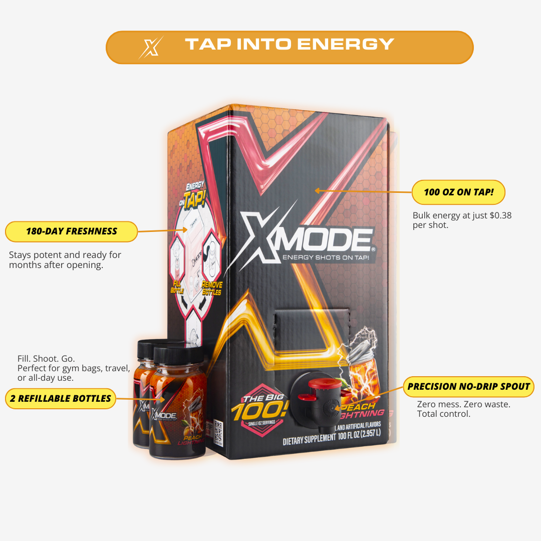 100 ENERGY SHOTS ON TAP – PEACH LIGHTNING
